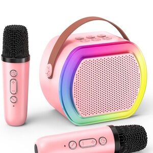 Mini Karaoke Machine with 2 Wireless Microphones